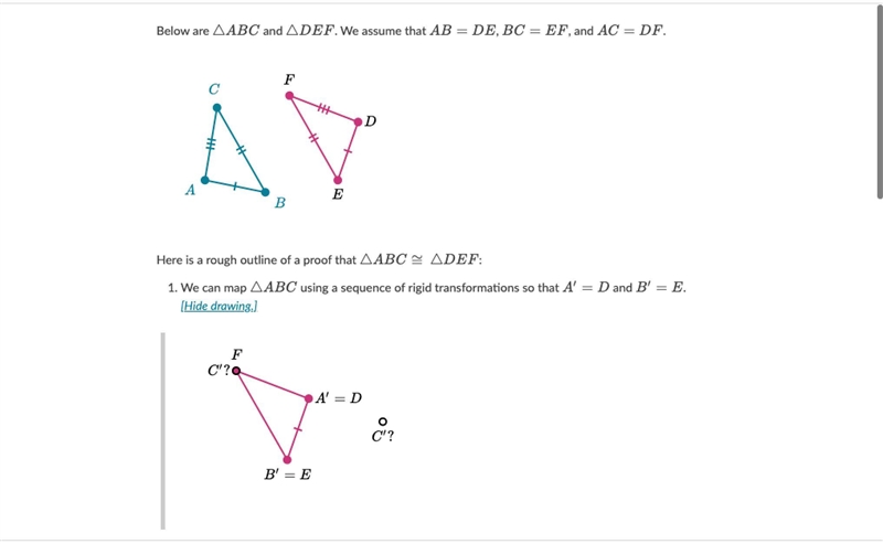 Below are \triangle ABC△ and \triangle DEF△DEFtriangle, D, E, F. We assume that AB-example-4