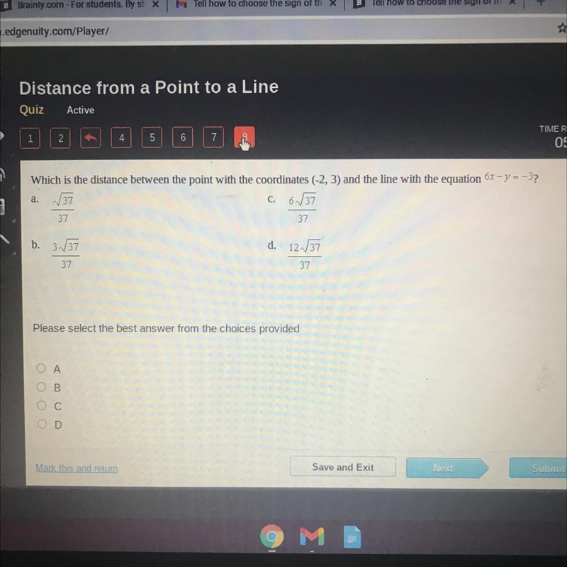 Which is the distance between the point with the coordinates (-2, 3) and the line-example-1