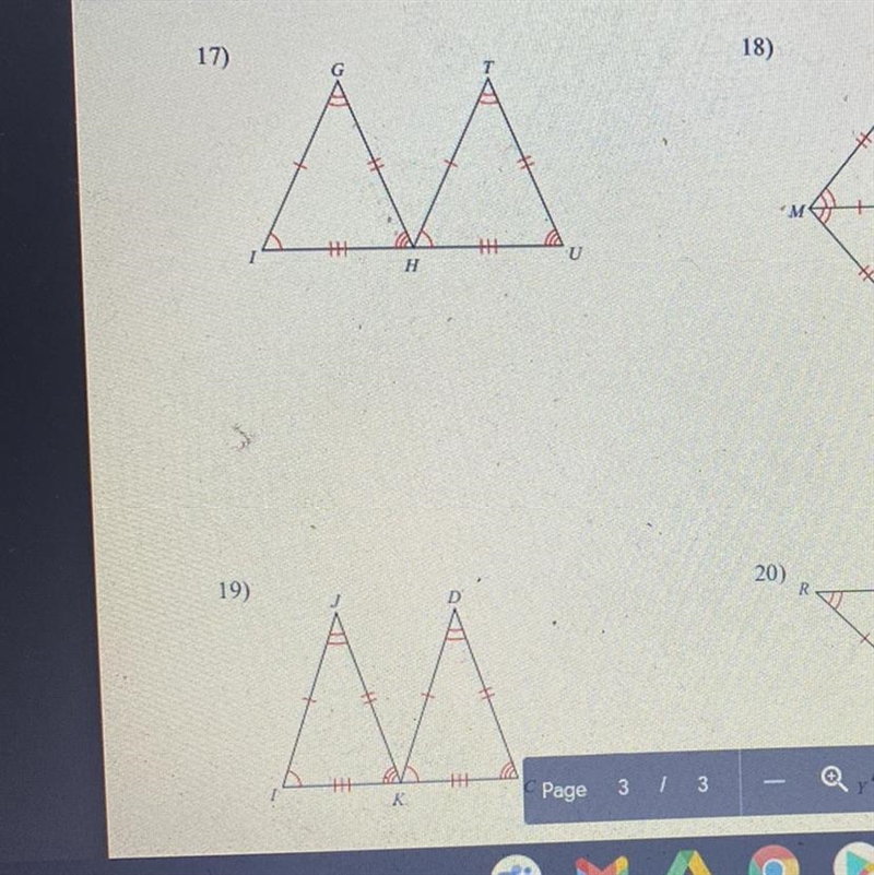 Write two different congruent statements that indicate the triangles in each pair-example-1