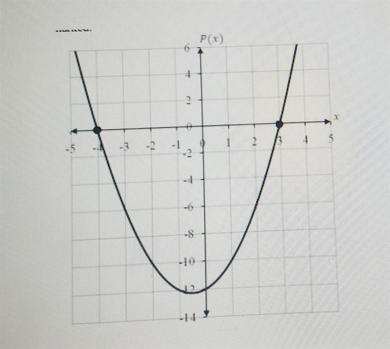 Question: The graph of a second-order polynomial is shown below, and the intercepts-example-1