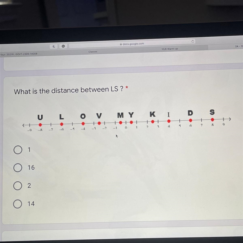 Answer choices: A) 1 B) 16 C) 2 D) 14-example-1