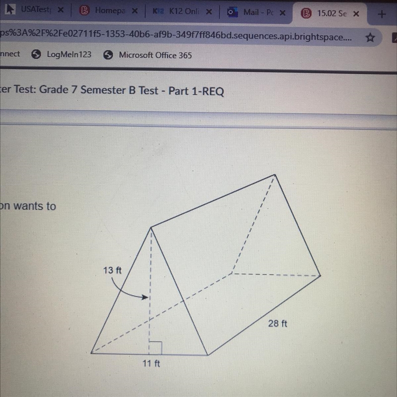 This figure shows the dimensions of the tent Anderson wants to buy What is the volume-example-1