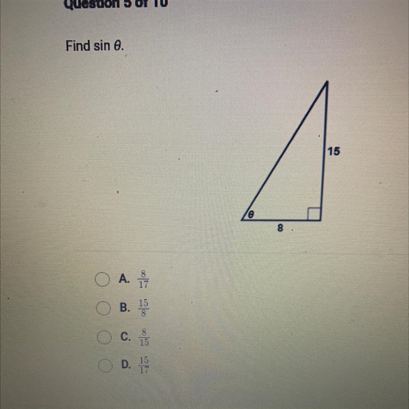 Find sin 0 15 A. B. c. 15 D.-example-1