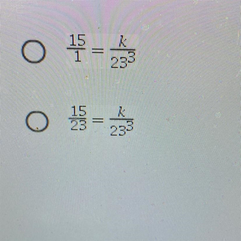 Write the following inverse proportion: y is inversely proportional to x ^ 3 When-example-1