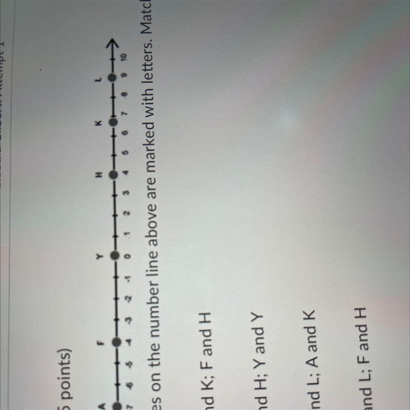 Seven values on the number line above are marked with letters. Match the opposites-example-1