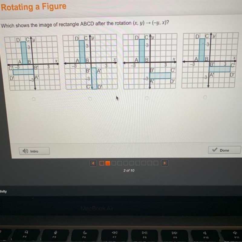 Which shows the image of rectangle ABCD after the rotation () (W)? 13 VA 1 V-example-1