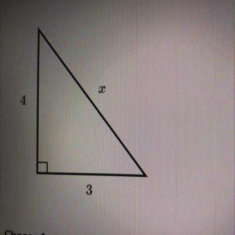 Find the value of x in the triangle shown below 4 3-example-1