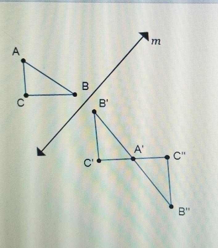 What is the composition of transformations mapping ABC to A'B'C"? The first transformation-example-1