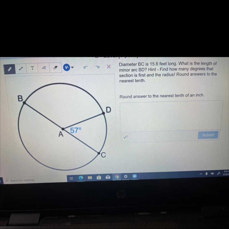 NEED HELP ASAP!!! round answer to the nearest tenth of an inch.-example-1