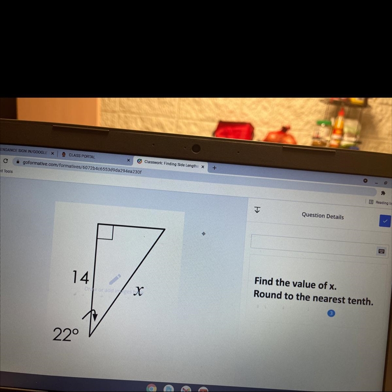 Find the value of x. Round to the nearest tenth-example-1