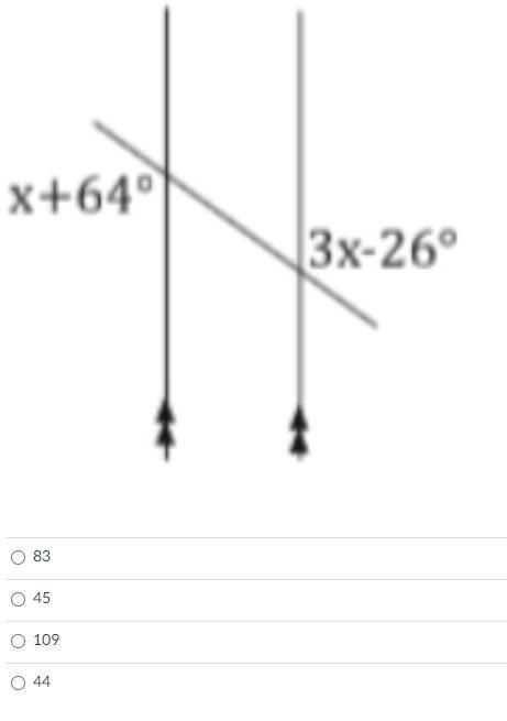 Solve for the missing angle. ***Remember these angles are equal to each other.-example-1