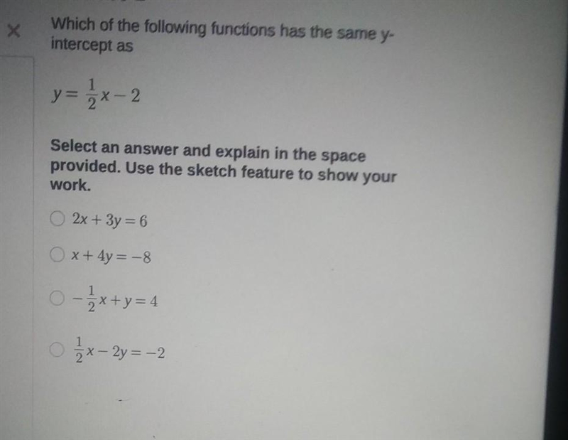 Which of the following functions has the same y-intercept ​-example-1