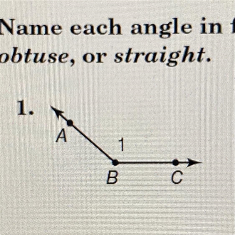 ￼name the angle in four ways. Then classify the angle as an acute, right, obtuse, or-example-1