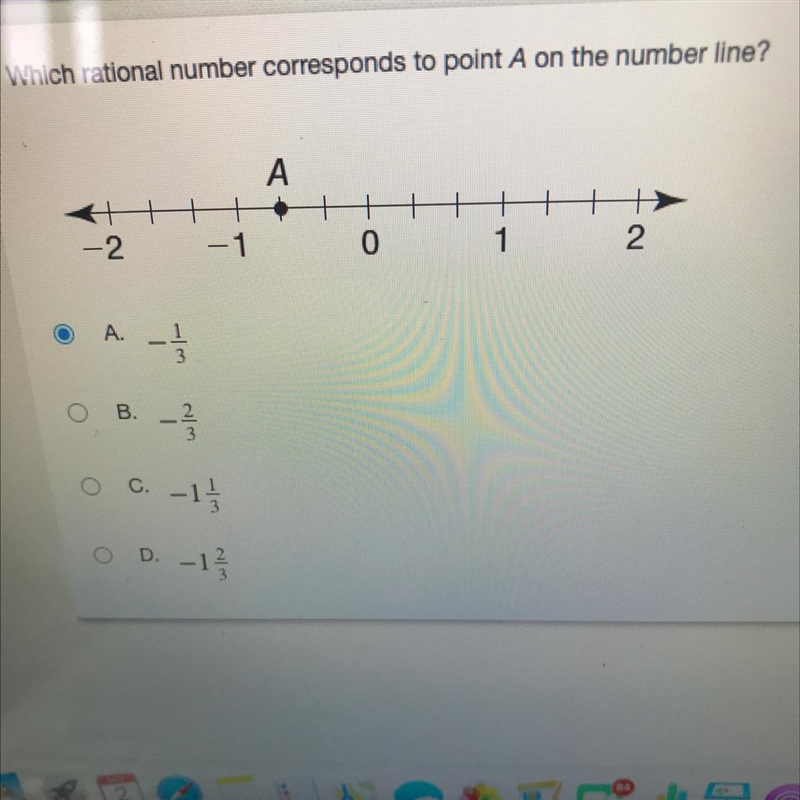 Which rational number corresponds to point A on the number line?-example-1