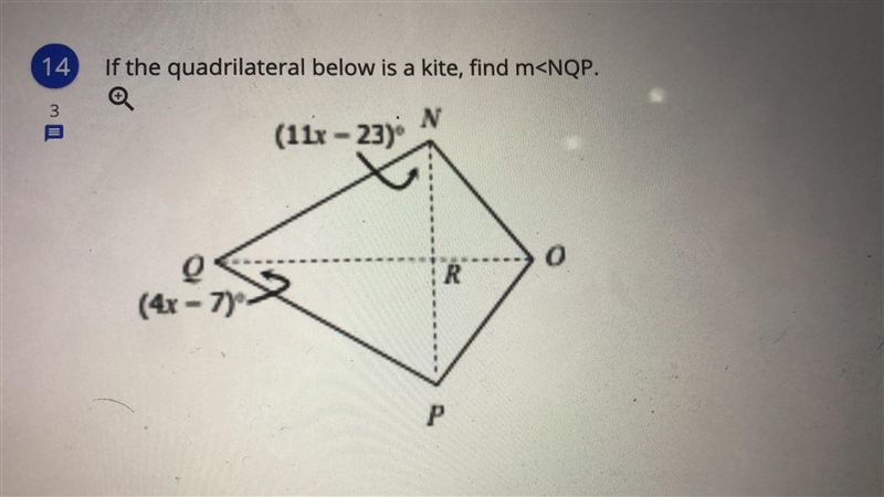 If the quadrilateral below is a kite, find m-example-1