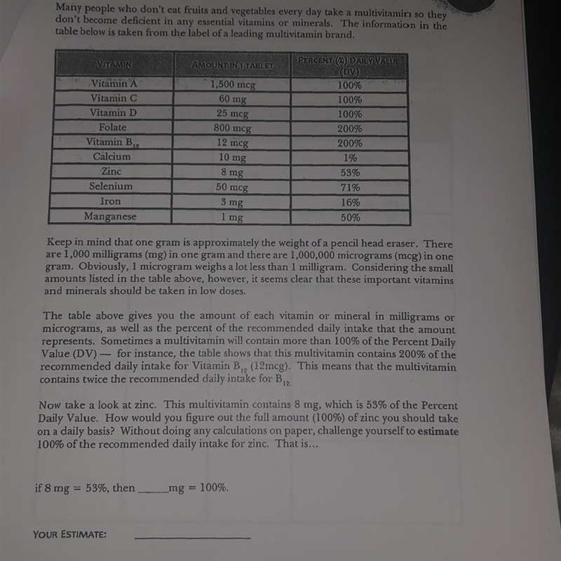 If 8mg =53%, then __mg = 100%-example-1