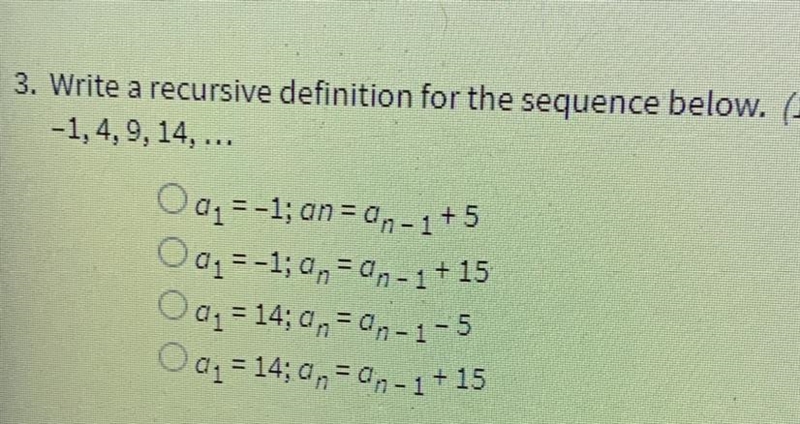 Write a recursive definition for the sequence below:-example-1