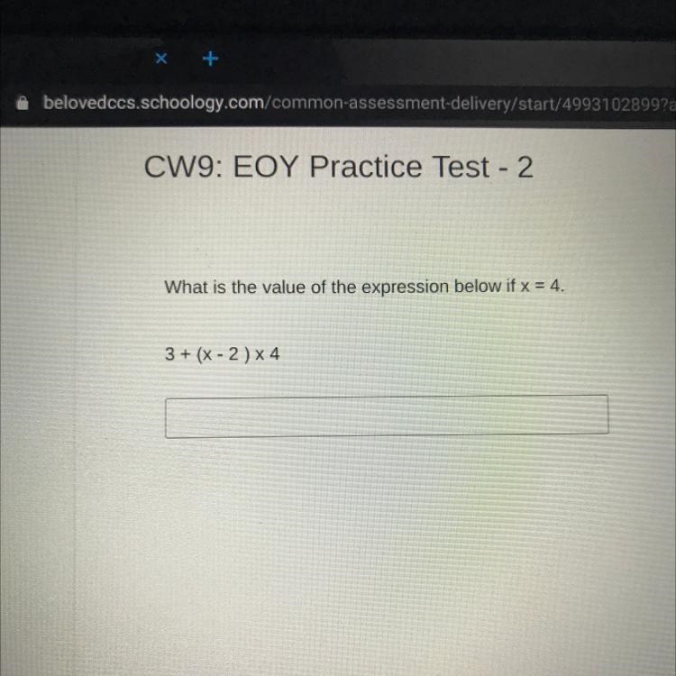 What is the value of the expression below if x = 4. 3 + (x - 2)x4-example-1