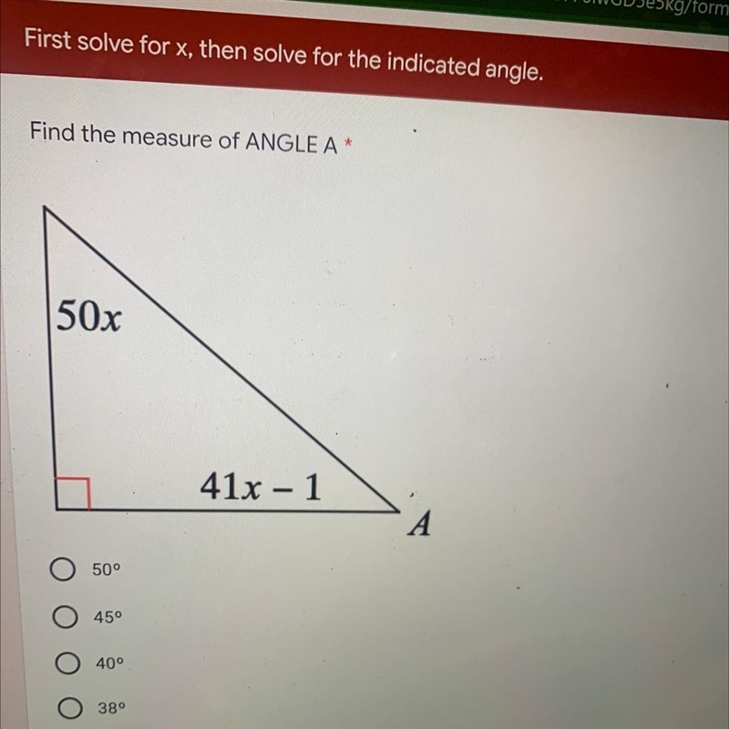 Find measure of angle A-example-1