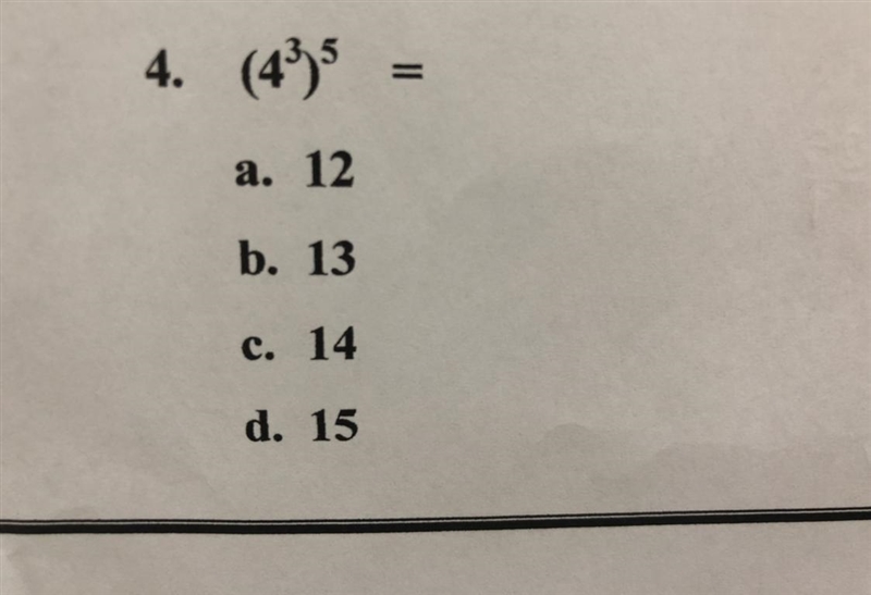 4. (4)5 = a. 12 b. 13 c. 14 d. 15-example-1