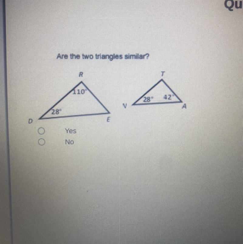 Are the triangles similar help.-example-1