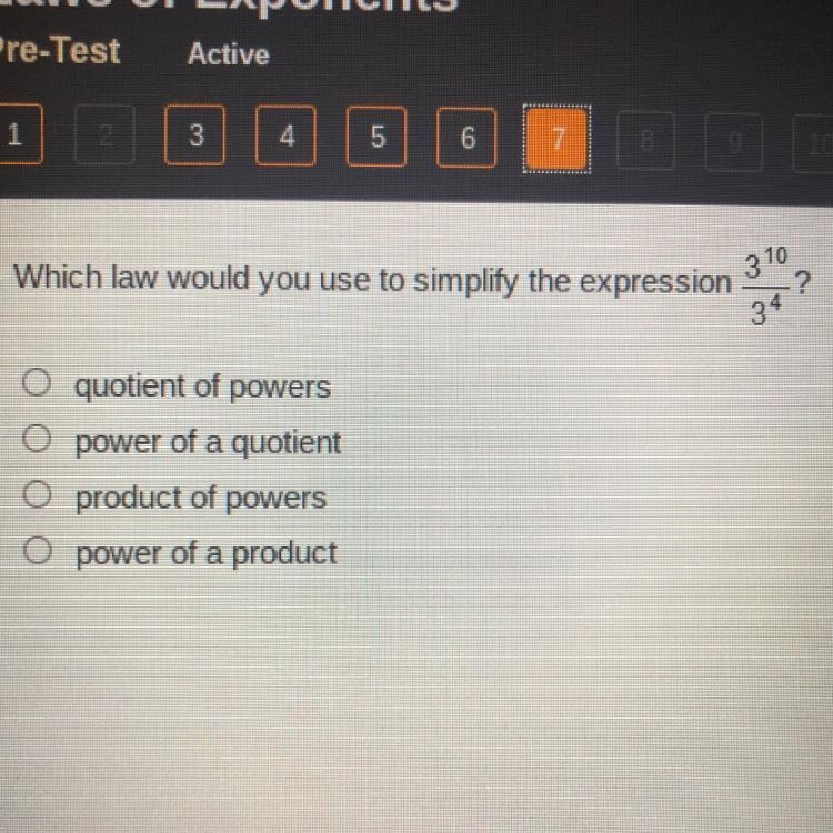 Which law would you use to simplify the expression?-example-1