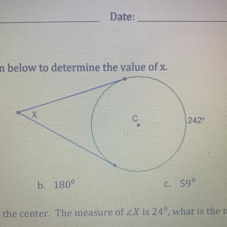 Use the given information below to determine the value of x. A. 121 B. 180 C. 59 D-example-1