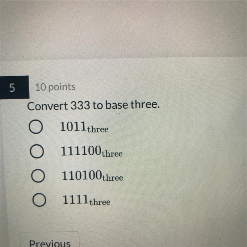 Convert 333 to base three.-example-1