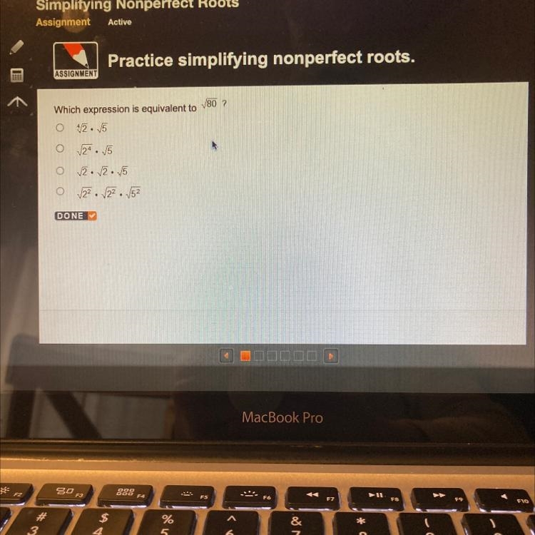 Which expression is equivalent to Square root of 80-example-1