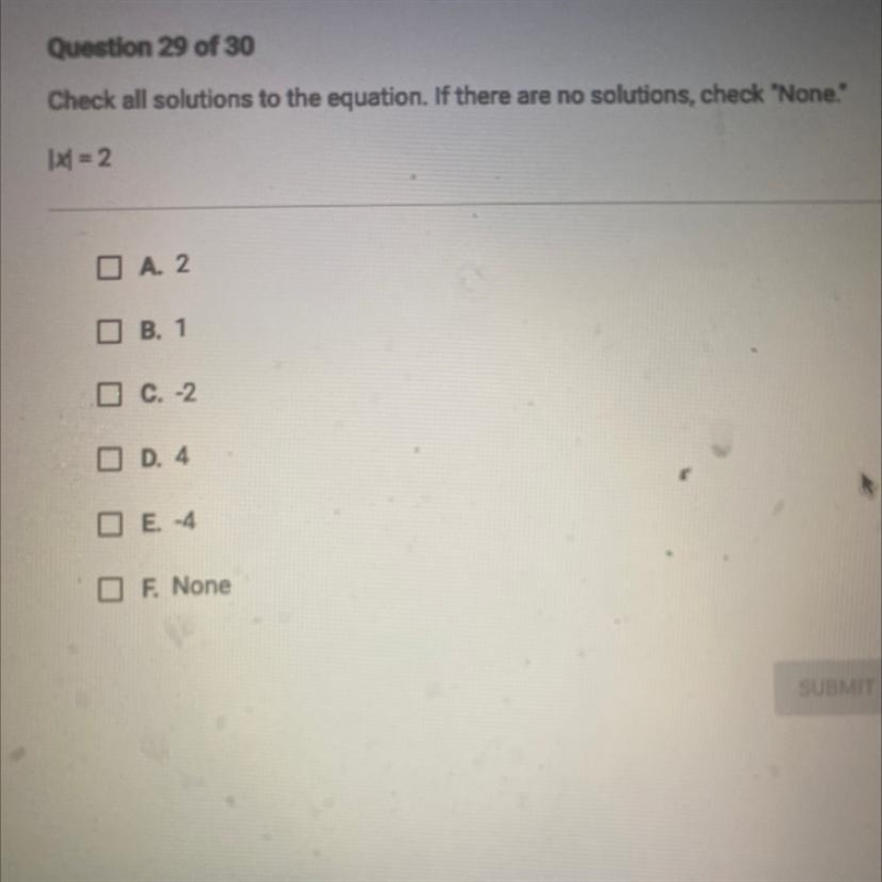 Check all solutions to the equation. If there are no solutions, check "None.&quot-example-1