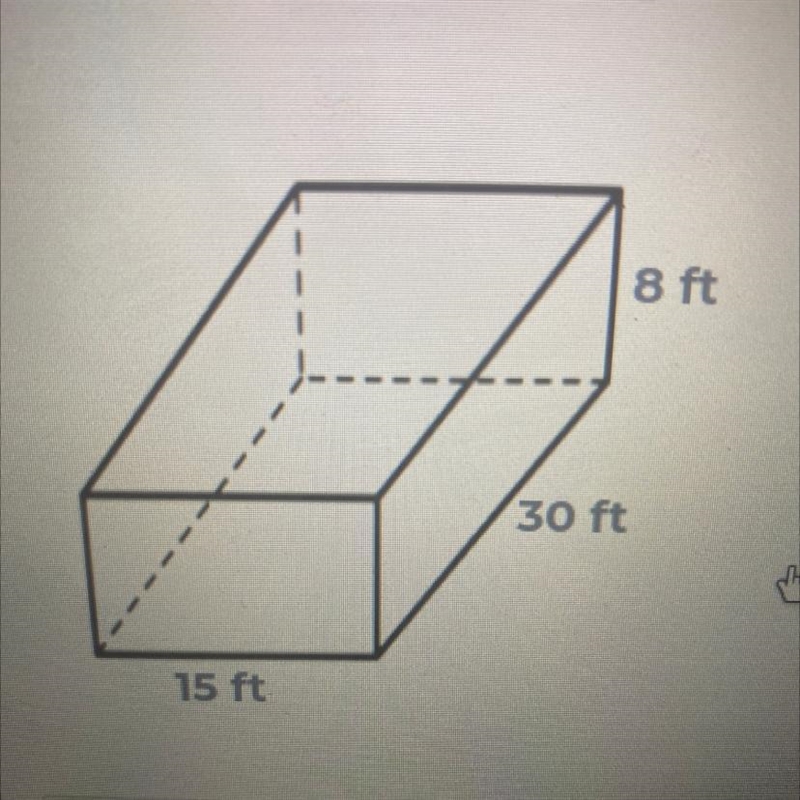 Find the total surface area of the figure below 8ft 30ft 15ft-example-1