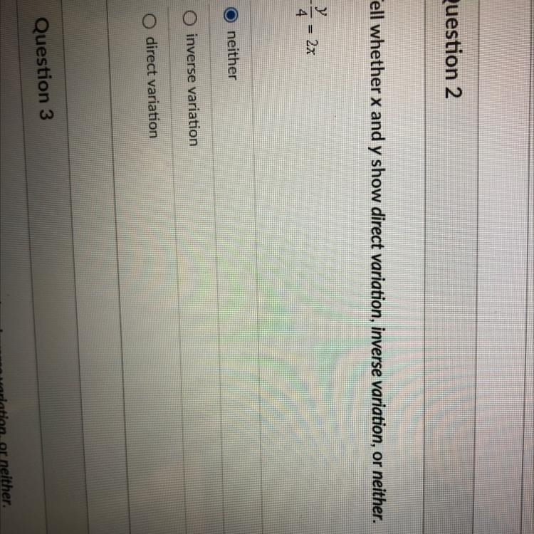 Tell whether x and y show direct variation, inverse variation or - y/4 = 2x-example-1