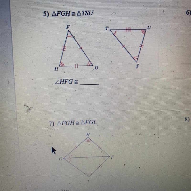 Complete each congruence statement by naming the corresponding angle or side (odd-example-1