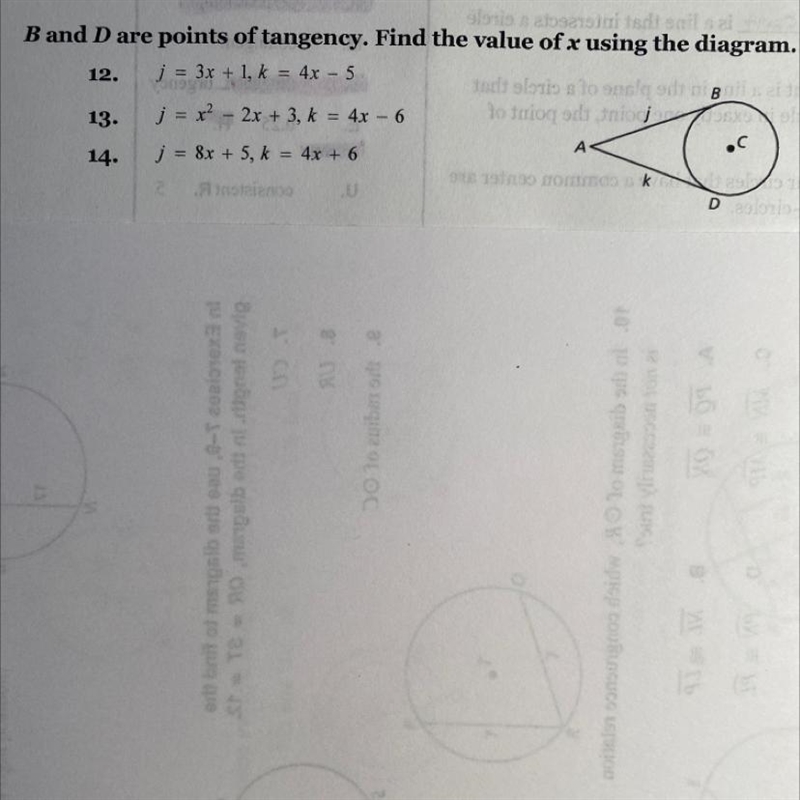 B and D are points of tangency. Find the value of x using the diagram.-example-1