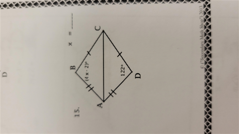 Find the value of the variable or the measure of the missing part of each kite X=-example-1