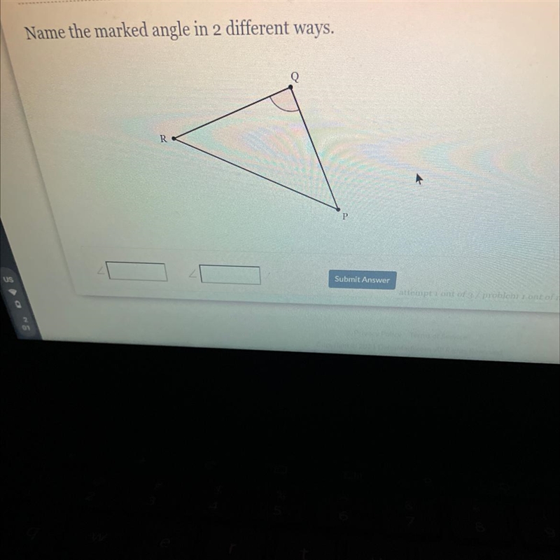 Name the marked angle in 2 different ways.-example-1