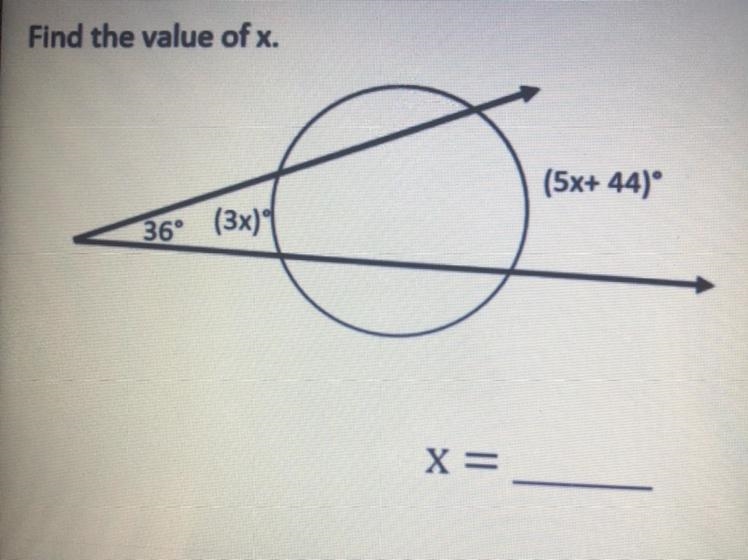 Find the value of X and please show your work.-example-1