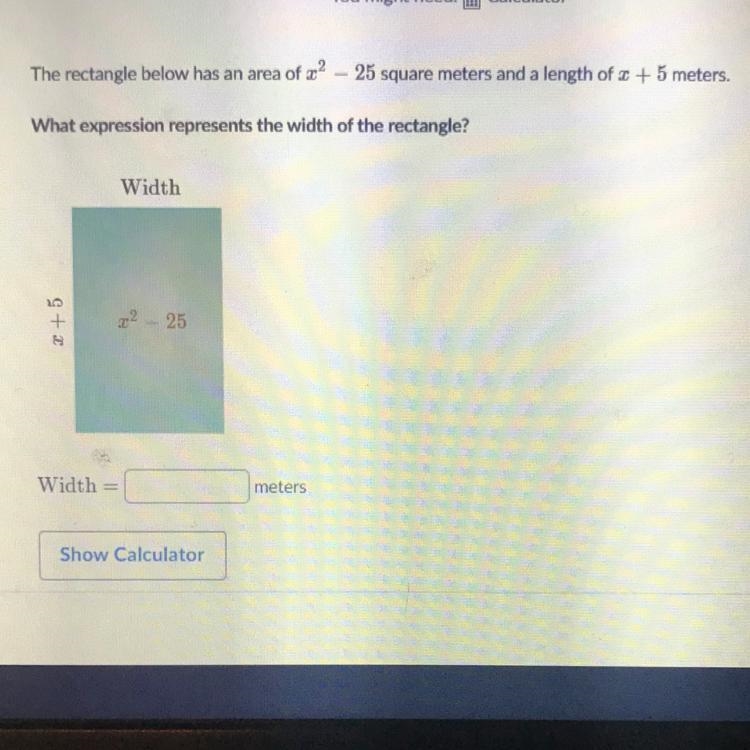 The rectangle below has an area of-example-1