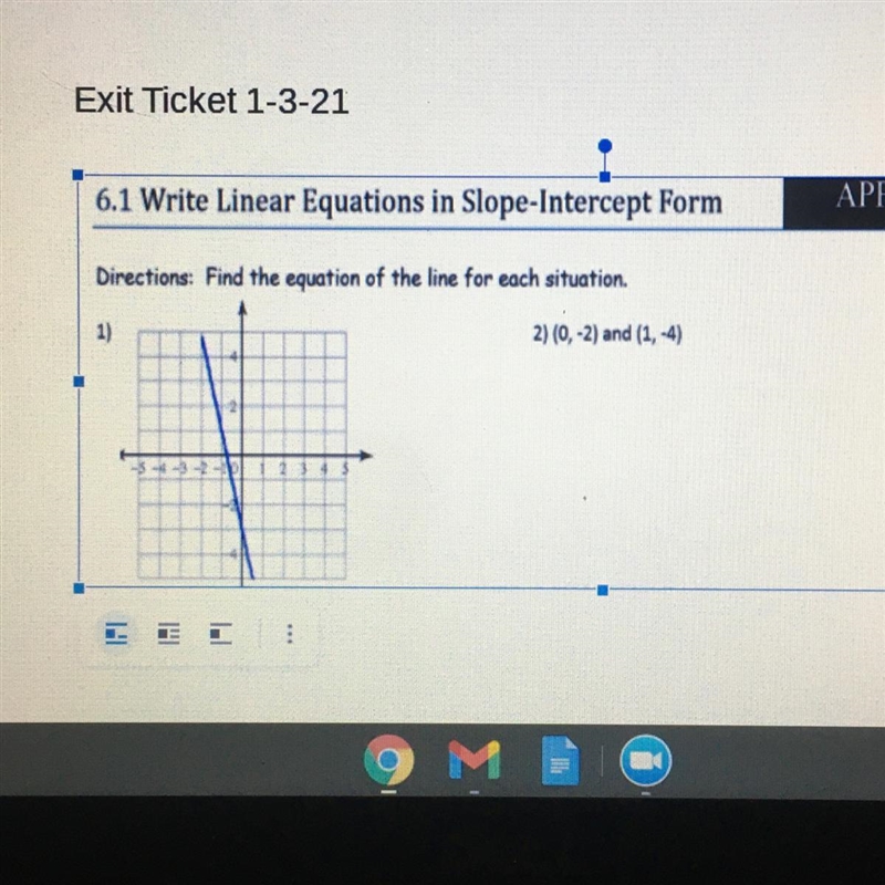 6.1 Write Linear Equations in Slope-Intercept Form APPLICATION Directions: Find the-example-1