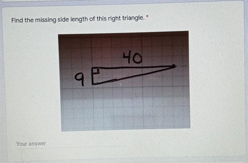 Find the missing side length of this right triangle​-example-1