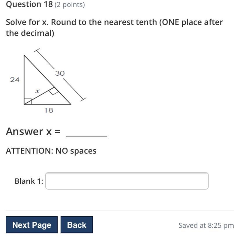 Solve for x Round to the nearest tenth one place after the decimal !-example-1