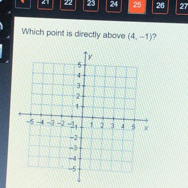 Helpp!! last question :( A. (4, 1) B. (4, -1) C. (-4, -4) D. (-4, 1)-example-1