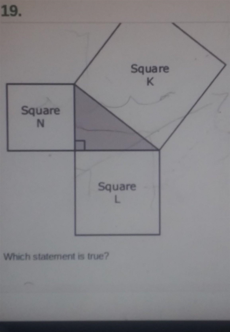 The diagram shows three squares that are joined at vertices to form a right triangle-example-1