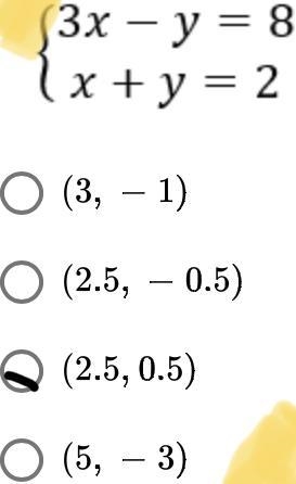 Which ordered pair satisfies the system of equations below?-example-1