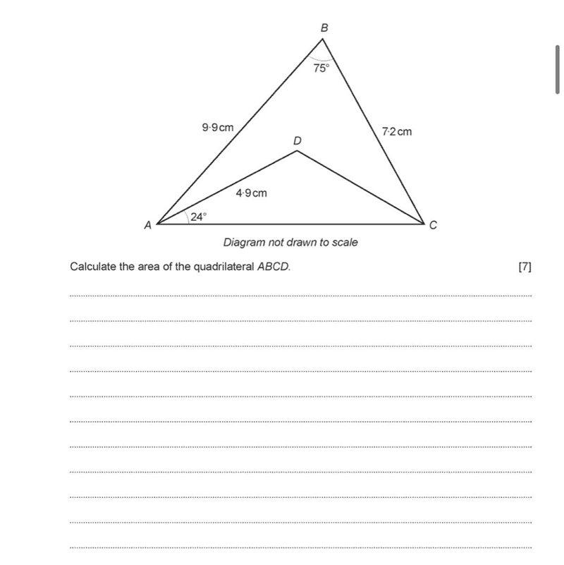 Calculate the area of the quadrilateral ABCD-example-1