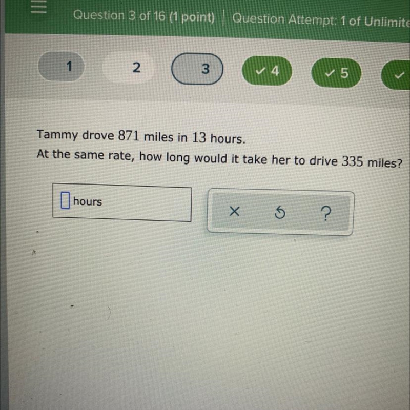 Tammy drove 871 miles in 13 hours. At the same rate, how long would it take her to-example-1