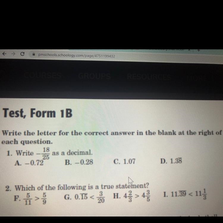 - 18/25 as a desimal? A: -0.72 B: -0.28 C: 1.07 D: 1.38-example-1