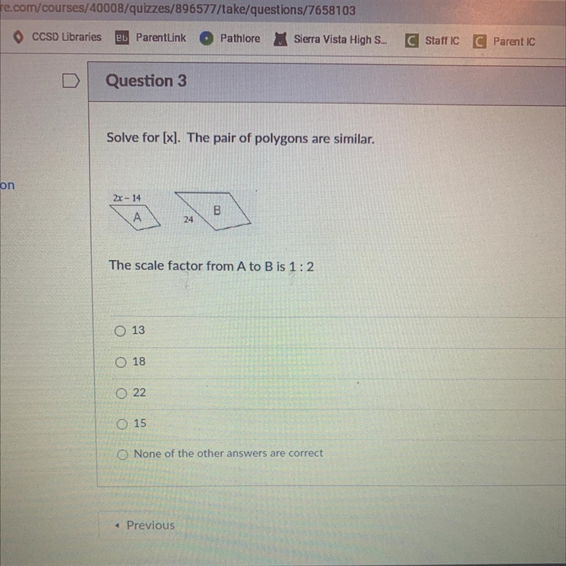 Solve for [x]. The pair of polygons are similar. The scale factor from A to B is 1:2-example-1