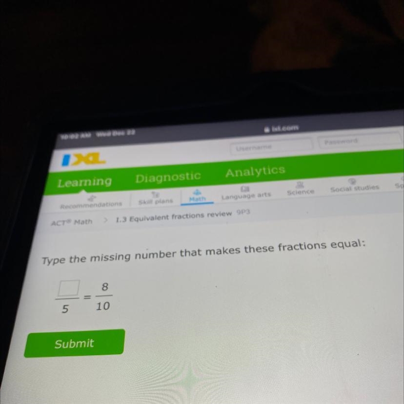 ?/5 =8/10 type the missing number that makes this fraction equal-example-1