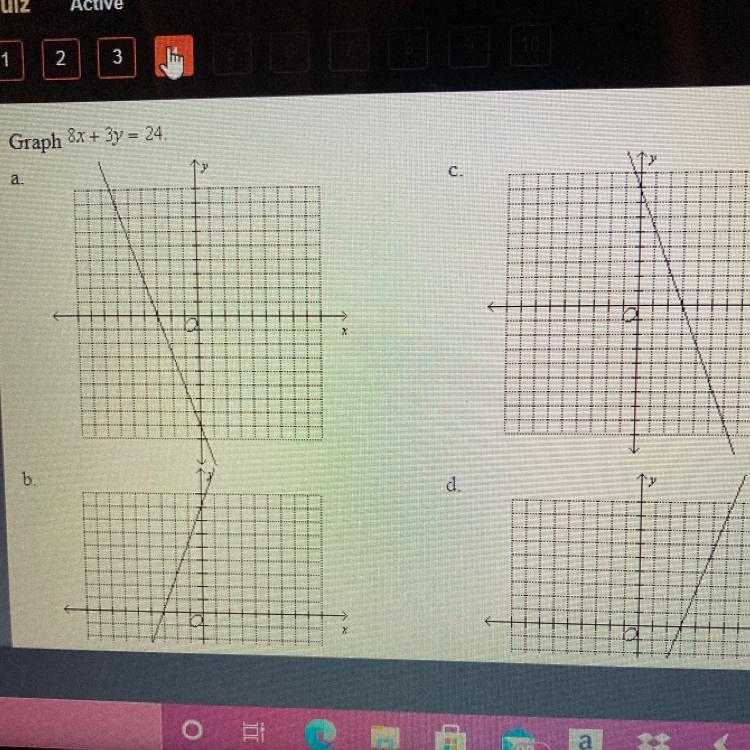 Graph Ex+ 3y = 24 a. b. c. d.-example-1